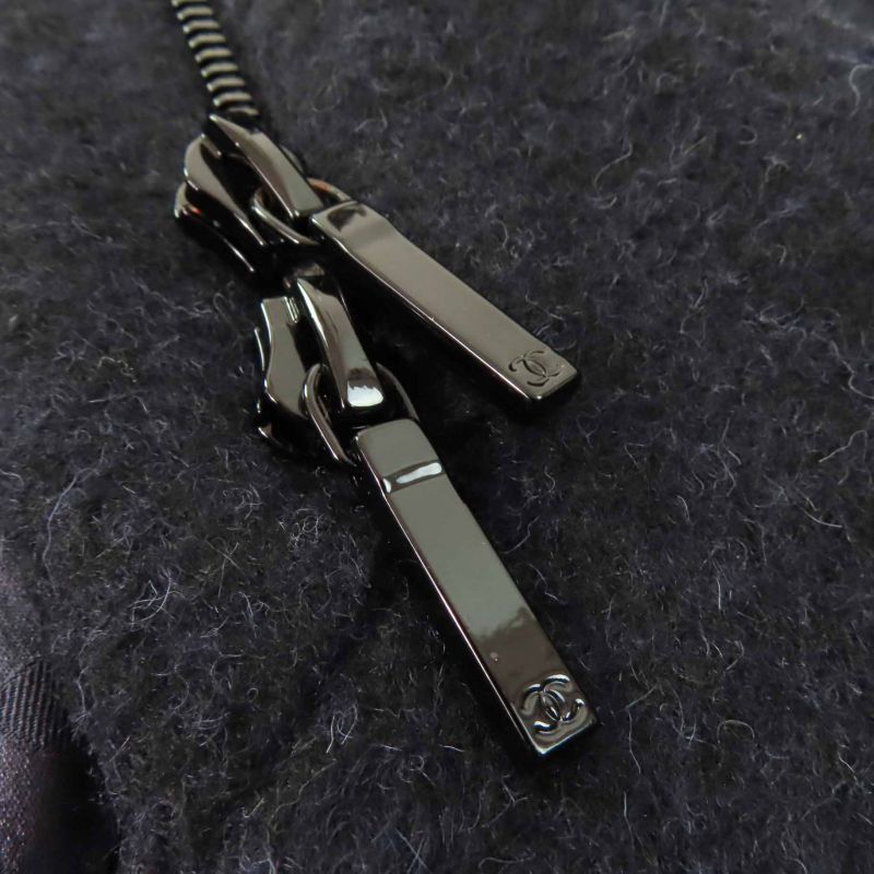 CHANEL P62024 Alpaca Coco-mark Buttoned Extra Long Length Coat Dark Navy 38