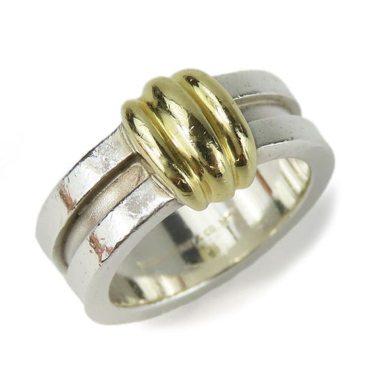 Tiffany & Co Ring Grooved With 3 Rows 925 Silver 18K Yellow Gold