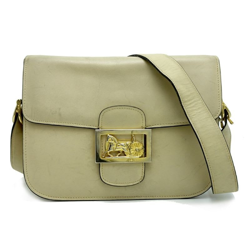 Celine Shoulder Horse Carriage Ivory Bag