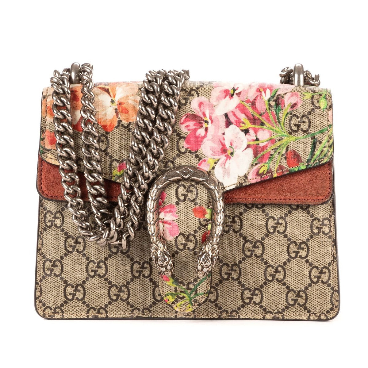 Gucci Blooms Dionysus Beige Burgundy Supreme Canvas Shoulder Bag
