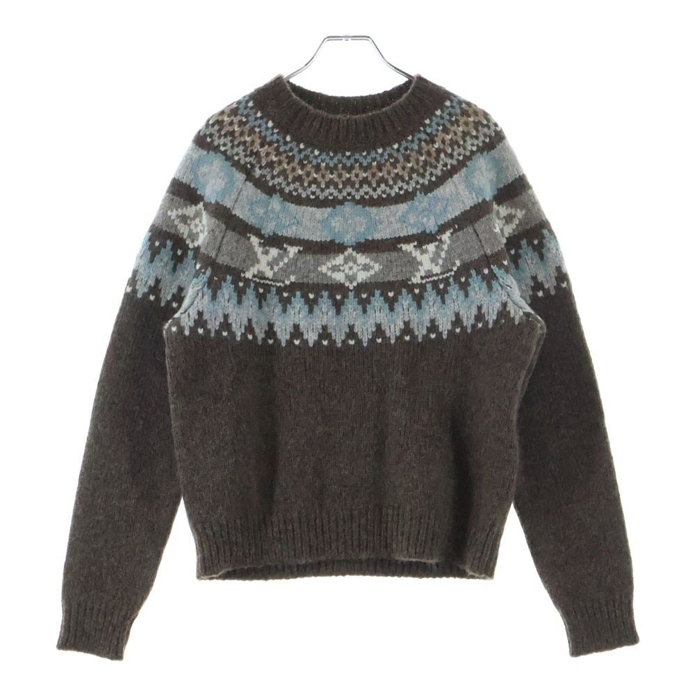 Louis Vuitton Graphic Signature Nordic Pattern Pullover Knit Sweater Brown