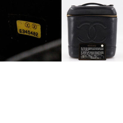 Chanel Vanity Coco Mark A01998 Caviar Skin Black Ladies Pouch
