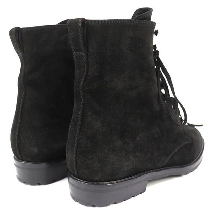 Chanel Vintage CC Logo Stitch Suede Leather Lace Up Short Boots Black 36 — view 5