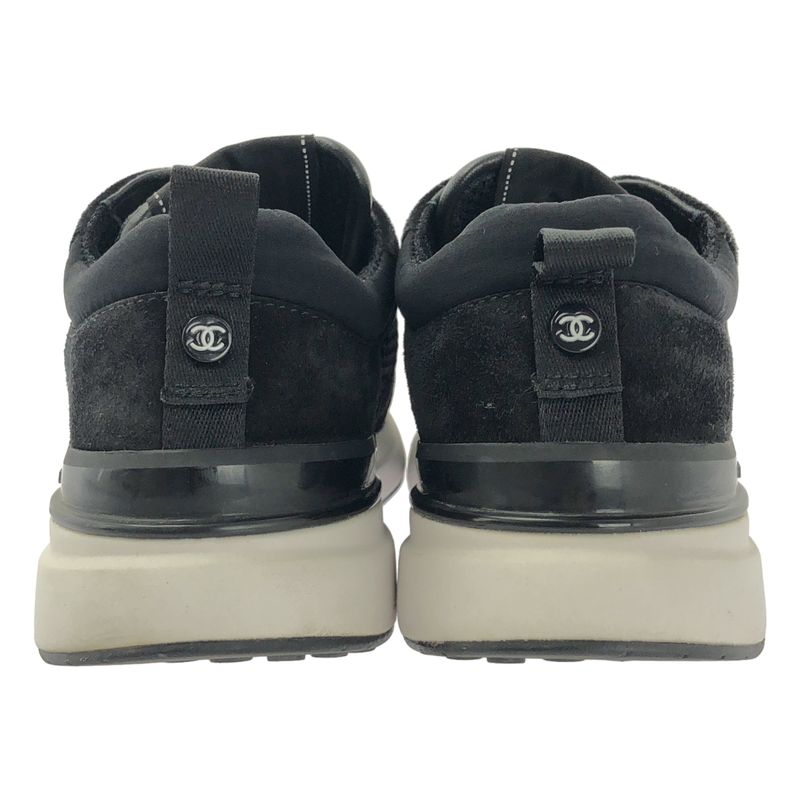 Chanel - Coco Mark Leather Paneled Low Cut Sneakers - 36 - Black - Women's