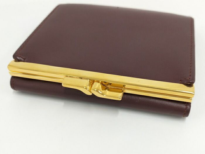 Cartier Compact Wallet Trifold Clasp Closure Mastline Leather Bordeaux
