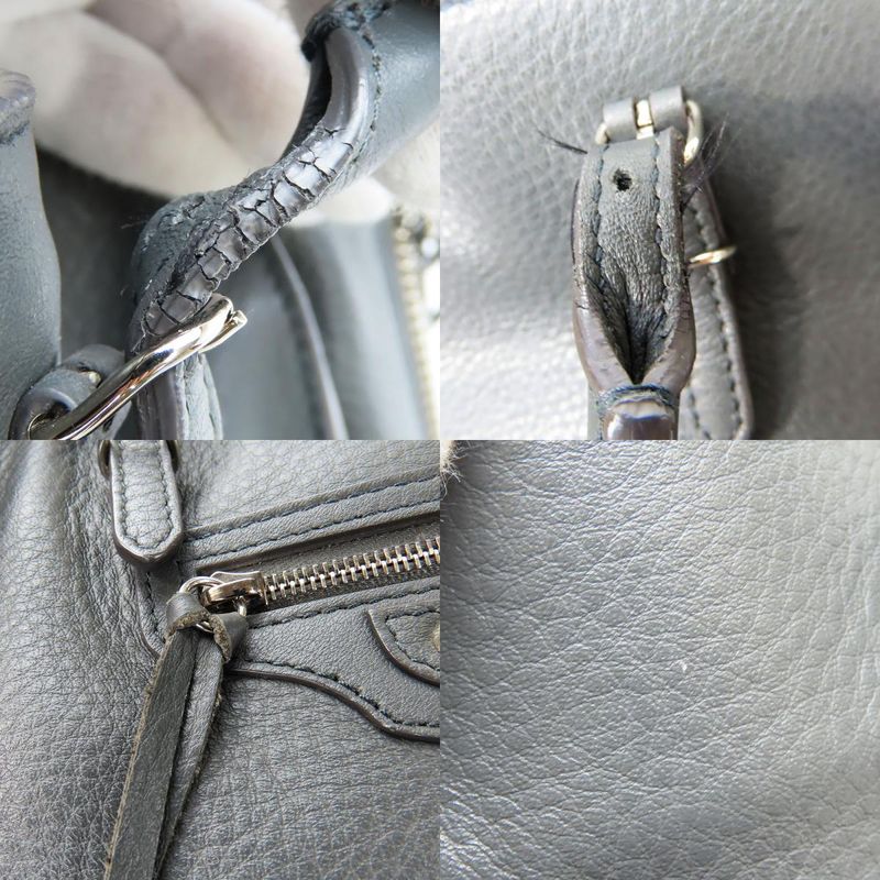 Balenciaga Tote Bag Paper 432596 Calf Gray Silver Hardware 2WAY Shoulder Usual