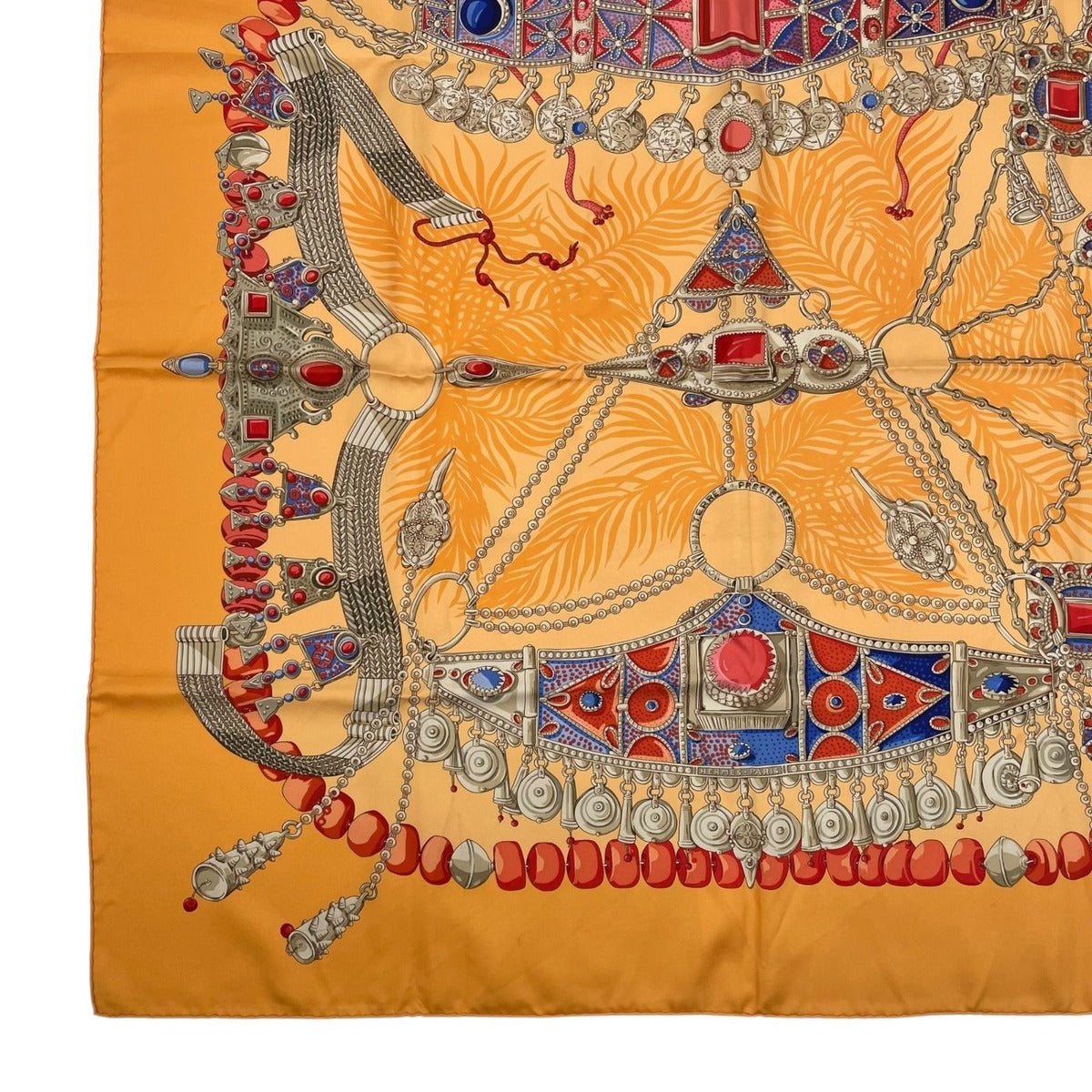 Hermes Silk Scarf Terres Precieuses Precious Places Orange Box — view 5