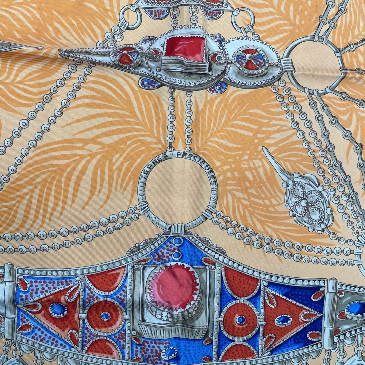 Hermes Silk Scarf Terres Precieuses Precious Places Orange Box — view 7