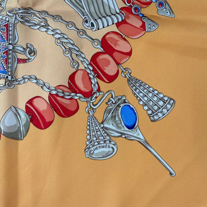Hermes Silk Scarf Terres Precieuses Precious Places Orange Box — view 10
