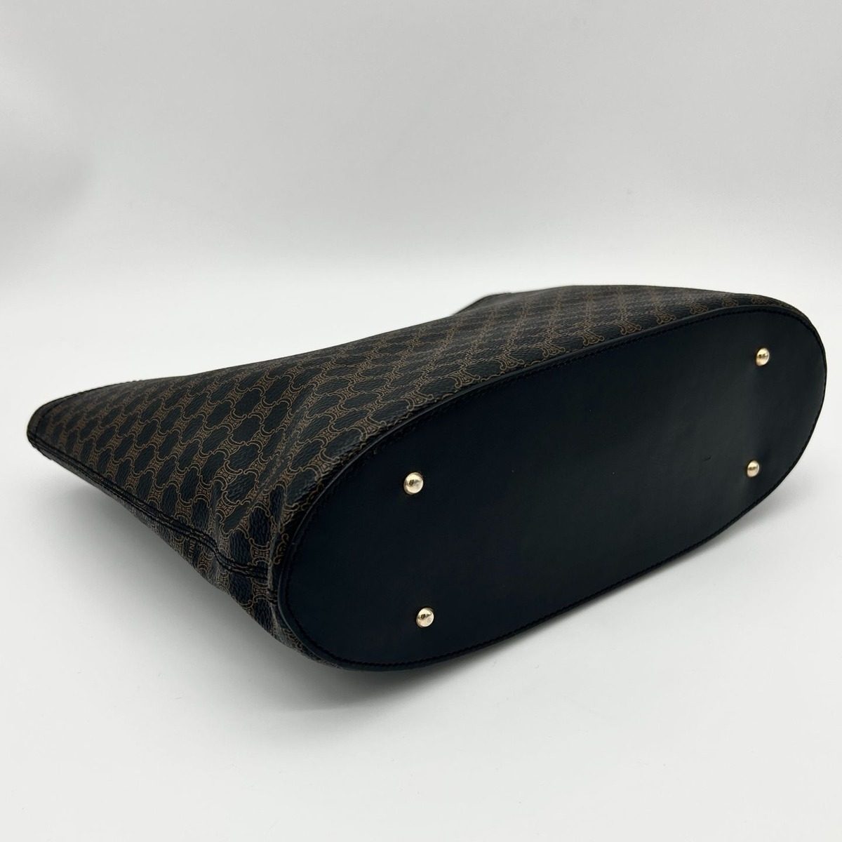 Celine Macadam Pattern Handbag Leather Dark Brown — view 11