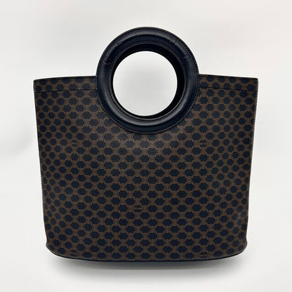 Celine Macadam Pattern Handbag Leather Dark Brown — view 2