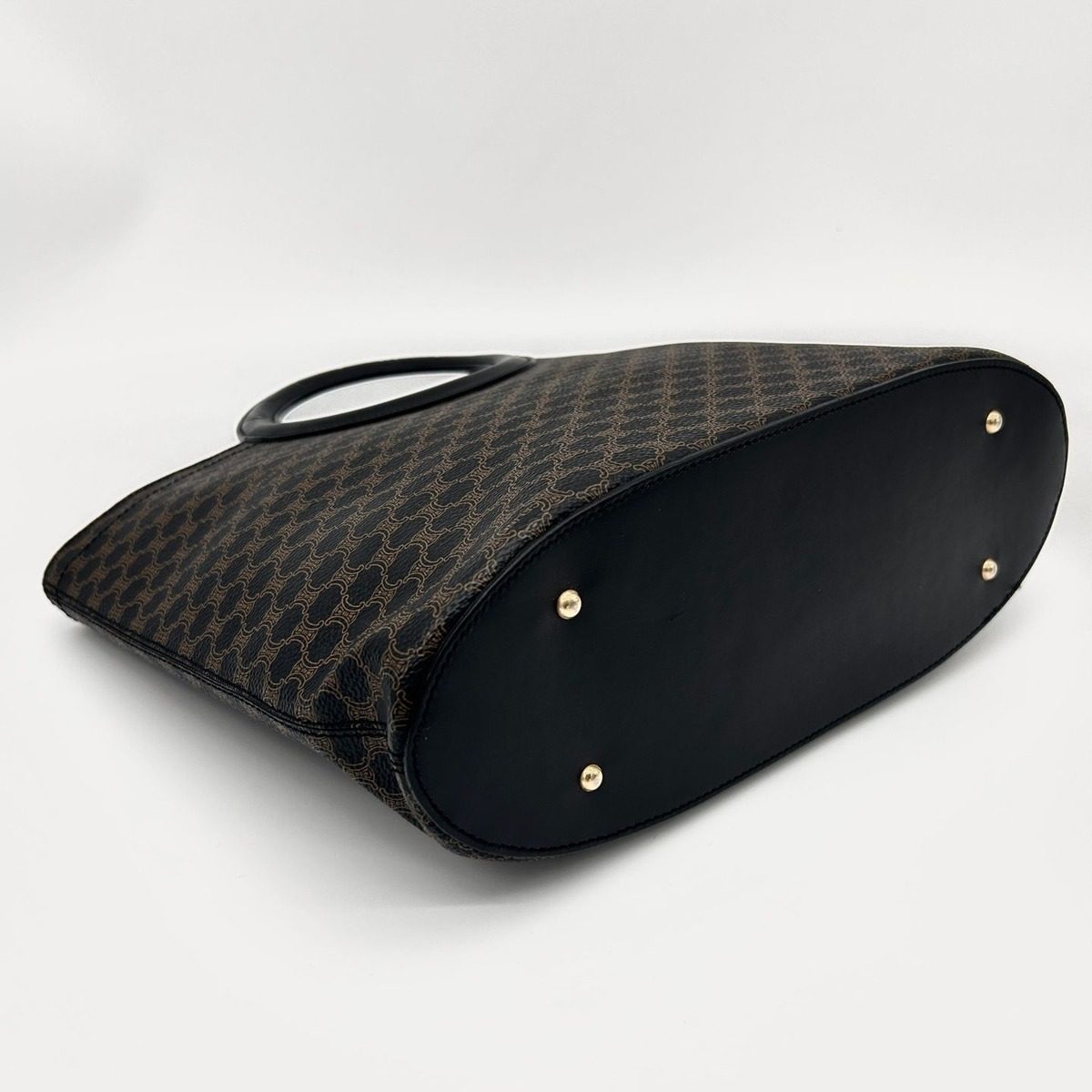 Celine Macadam Pattern Handbag Leather Dark Brown — view 6