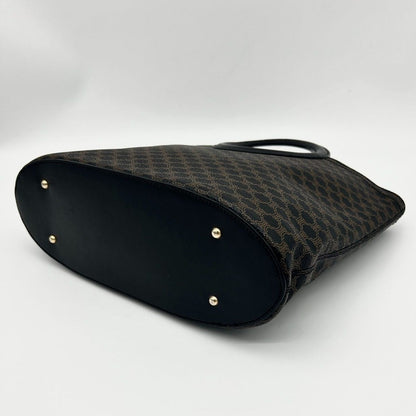 Celine Macadam Pattern Handbag Leather Dark Brown — view 8