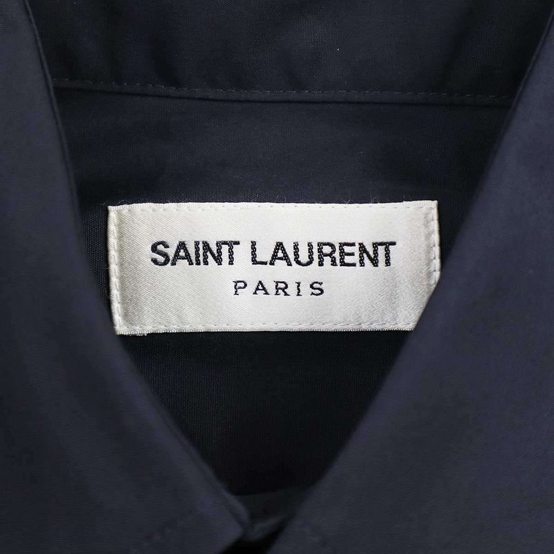 Saint Laurent Paris 20ss Frilled Blouse Shirt 614790 Y217w Navy F38