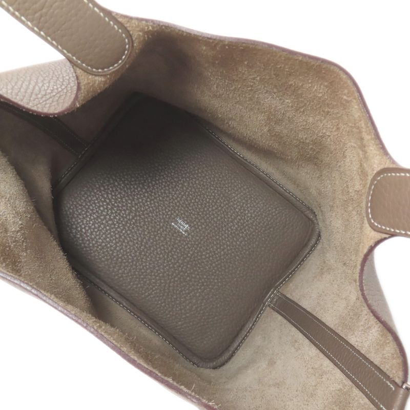 Hermes Picotin Lock MM Etope Silver Hardware Handbag Taurillon Women