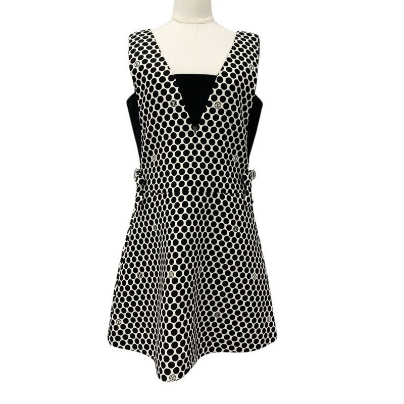 Louis Vuitton Dress Black White Logo Dot Ribbon