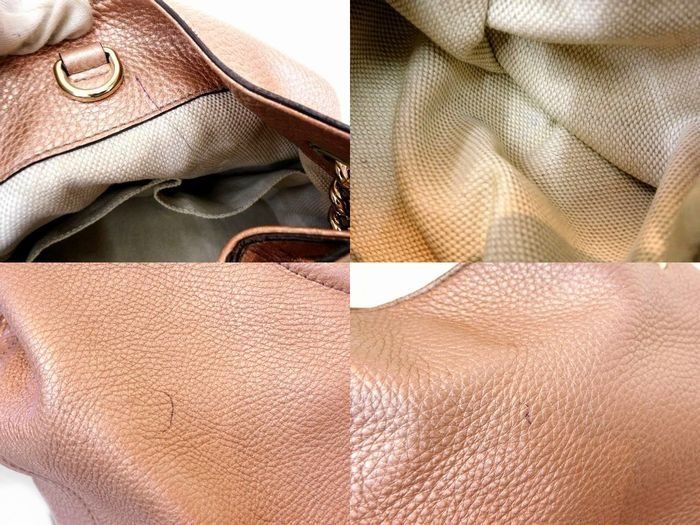 Gucci 308982 Shoulder Bag - Soho Interlocking G Pink Metallic Chain Bag Gucci