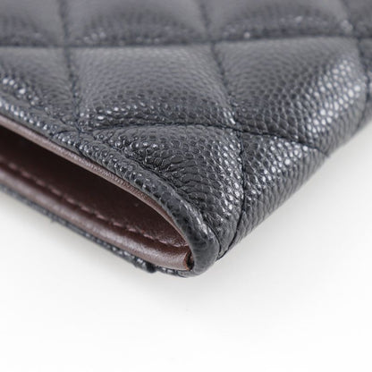 Chanel Matelasse L-shape Zipper Fragment Case Caviar Skin Black Ladies Coin Case