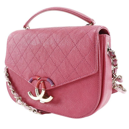 Chanel Coco Mark Top Handle 2WAY Shoulder A93659 Caviar Skin Pink Ladies Handbag