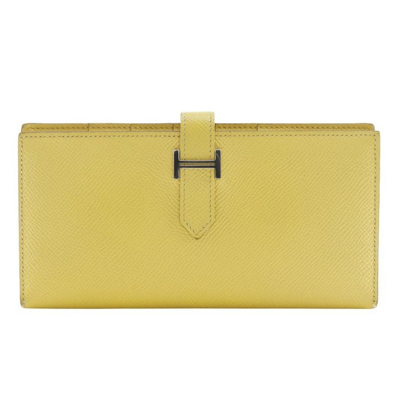 Hermes Bearn Souffle Vaux Epson Yellow R Long Wallet