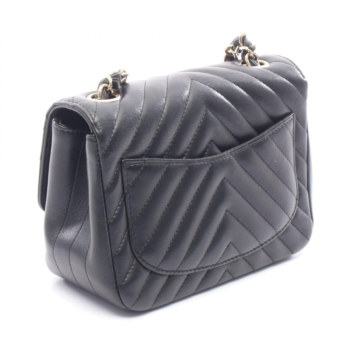 Chanel Shoulder Bag Chevron Stitch Mini Black Lambskin — view 2