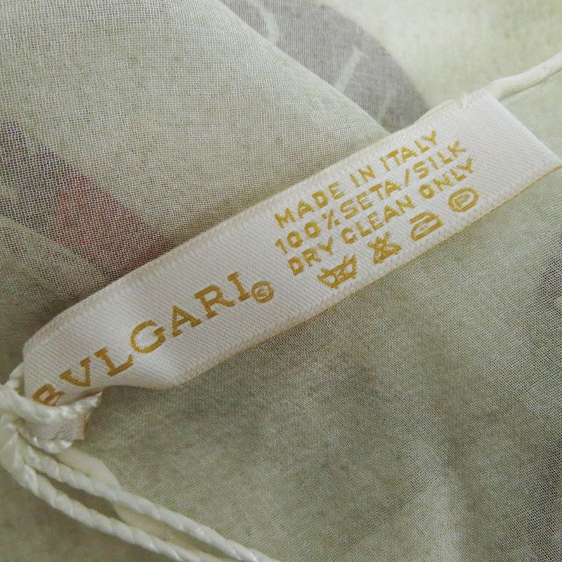 bvlgari 100% Silk Scarf Light Beige Brown Red Women