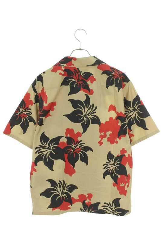 Prada 24SS Ucs414 S221 14QI Short Sleeve Shirt With Hibiscus Pattern Men's S