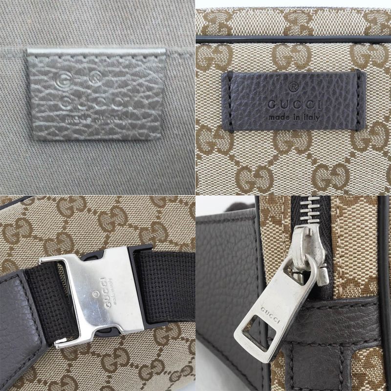Gucci Waist Bag Body Bag Beige Brown Silver Hardware GG Canvas 449174