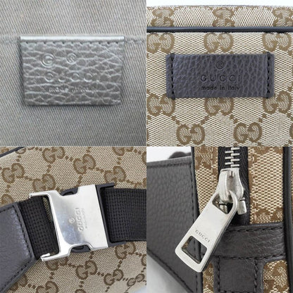 Gucci Waist Bag Body Bag Beige Brown Silver Hardware GG Canvas 449174