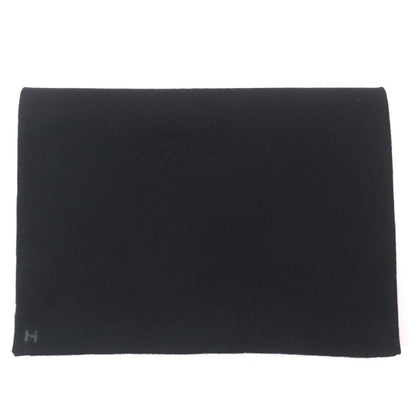 Hermes Alle Le Tour Cashmere Silk H Embroidery Reversible Scarf Black Gray