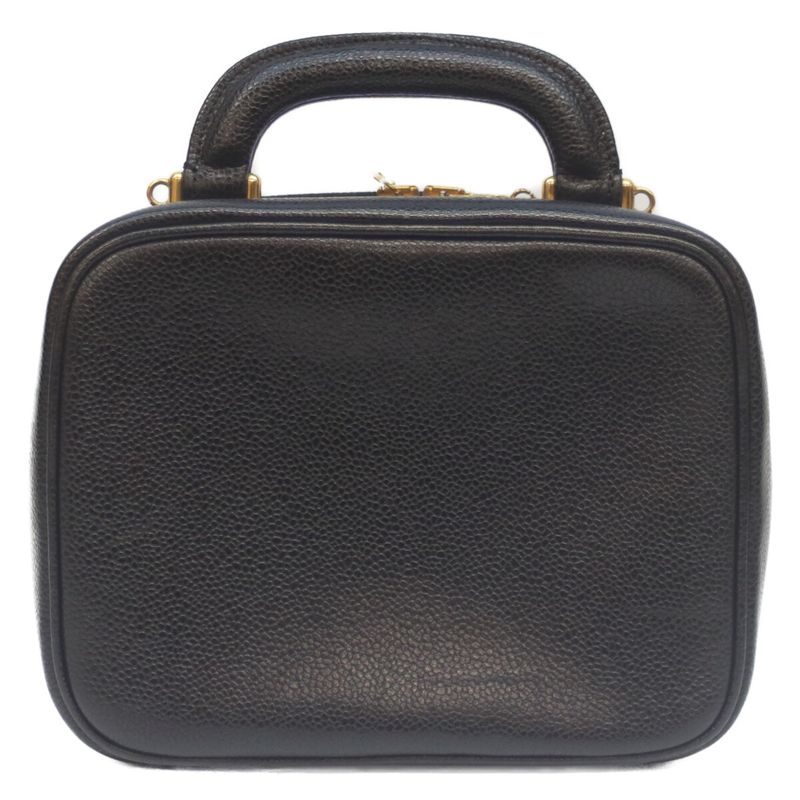 Chanel No 5 Black Caviar Skin Ghardware 2WAY Vanity Shoulder Bag Vanity Bag