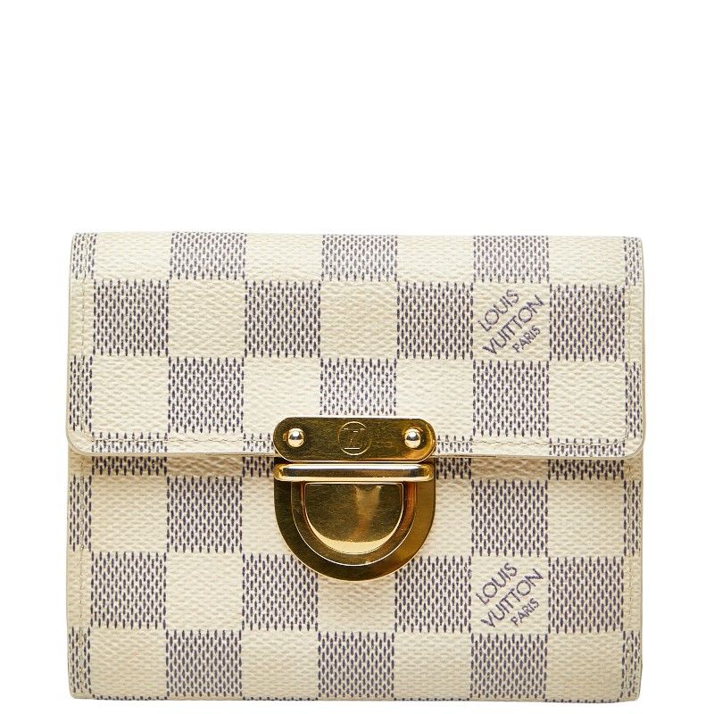 Louis Vuitton Damier Azure Porte Feuille Koala N60013 White Gold PVC Plated