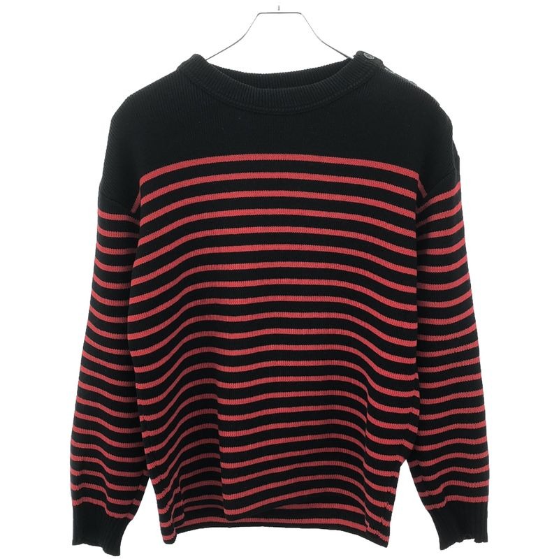 Saint Laurent Paris 14 AW Shoulder Button Striped Knit Sweater Y1 F01