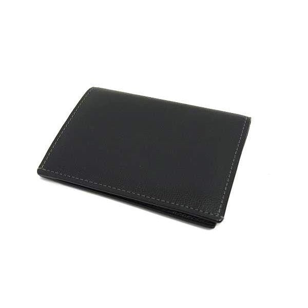 Cartier Card Case Santos Black Leather Silver Hardware — view 2