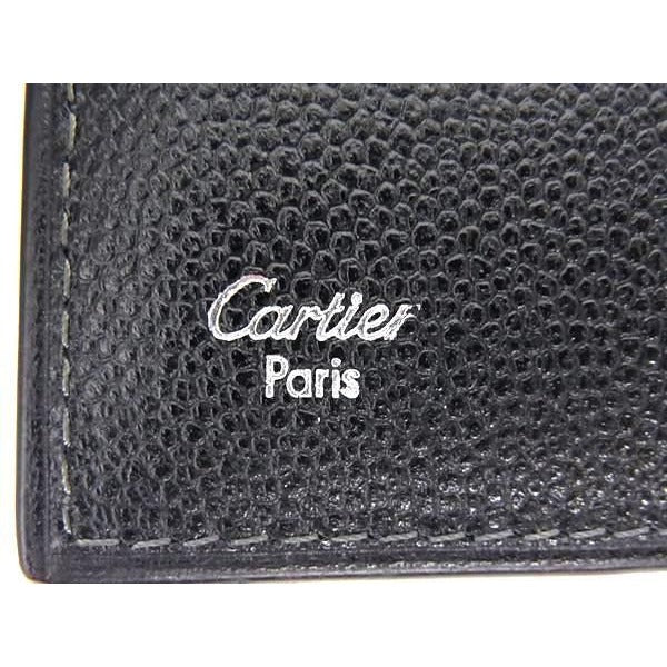 Cartier Card Case Santos Black Leather Silver Hardware — view 4