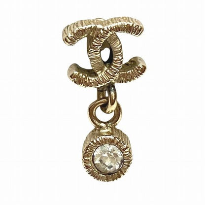 Chanel Coco Mark Rhinestone Silver Swing Branded Accessories Earrings Women