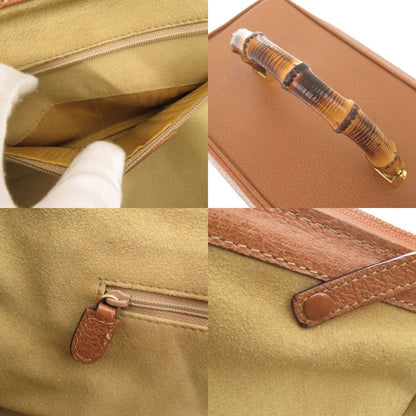 Gucci Bamboo 013 122 2491 Leather Brown 2WAY Vanity Bag Brown 0277 Gucci