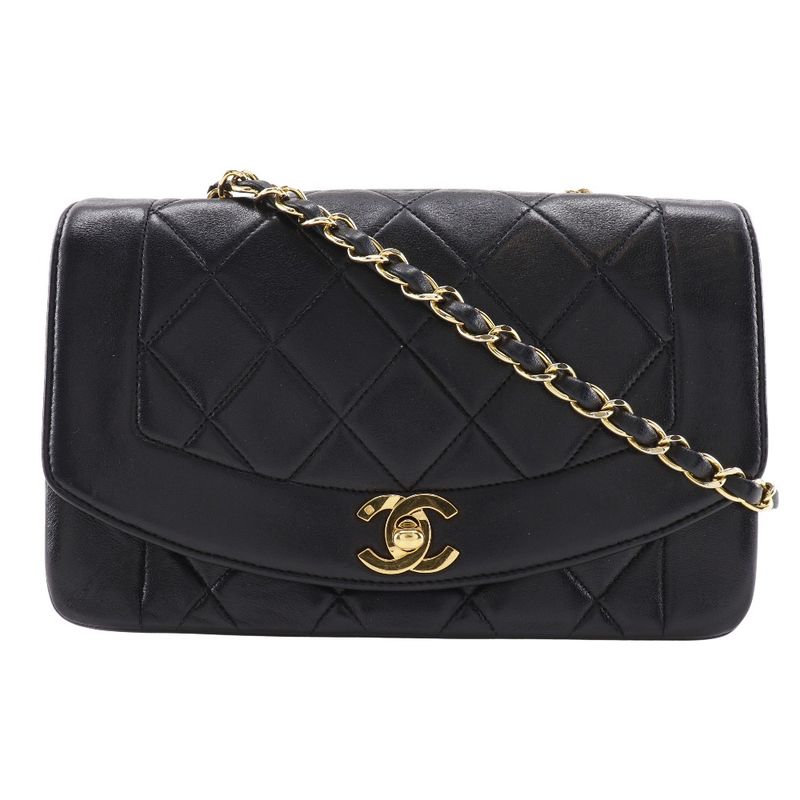 Chanel Diana 22 Chain Shoulder Matelasse Vintage A01164 Lambskin Black Ladies