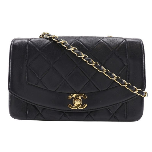 Chanel Diana 22 Chain Shoulder Matelasse Vintage A01164 Lambskin Black Ladies