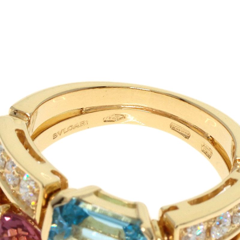 Bvlgari Bulgari Allegra Diamond Multicolored Stone Ring And Ring 18K Yellow