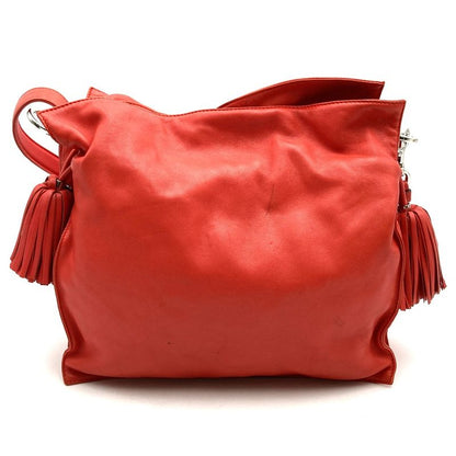 Loewe 261403 Shoulder Bag Red Leather Anagram Flamenco Fringe Ladies Brand Name