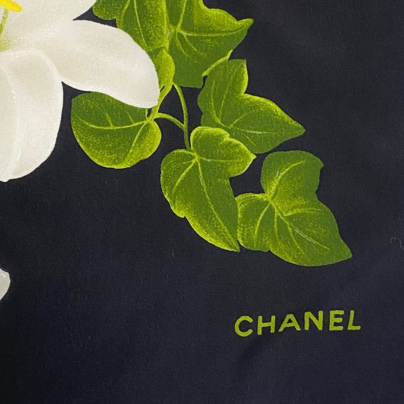 Chanel Large Scarf Silk Cashmere Black 95x95cm (37.40in)