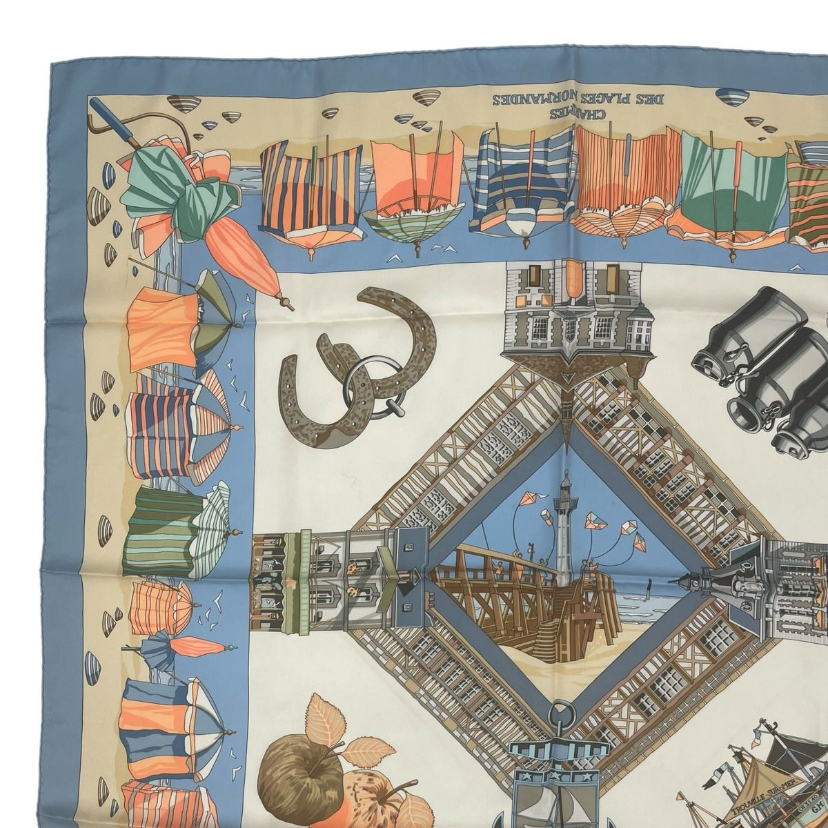 Hermes Scarf Silk Carre 90 Charmes Des Plages Normandes Charm of the Normandy — view 2