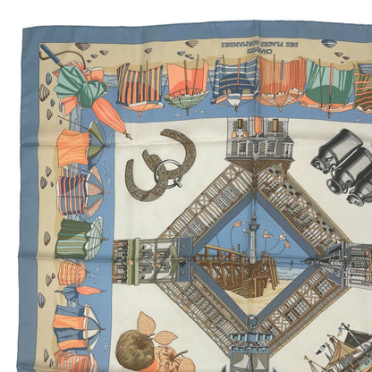 Hermes Scarf Silk Carre 90 Charmes Des Plages Normandes Charm of the Normandy — view 2