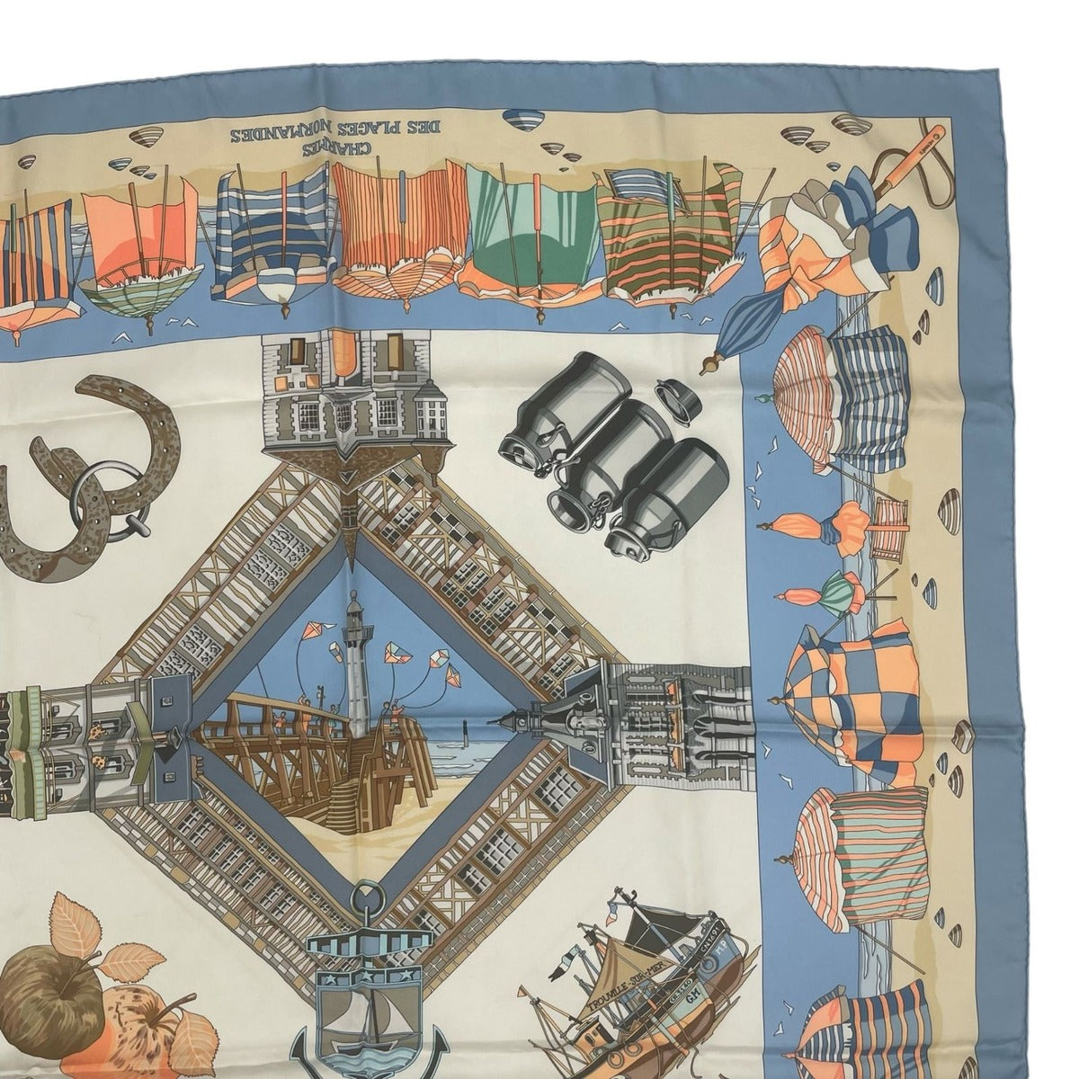 Hermes Scarf Silk Carre 90 Charmes Des Plages Normandes Charm of the Normandy — view 3