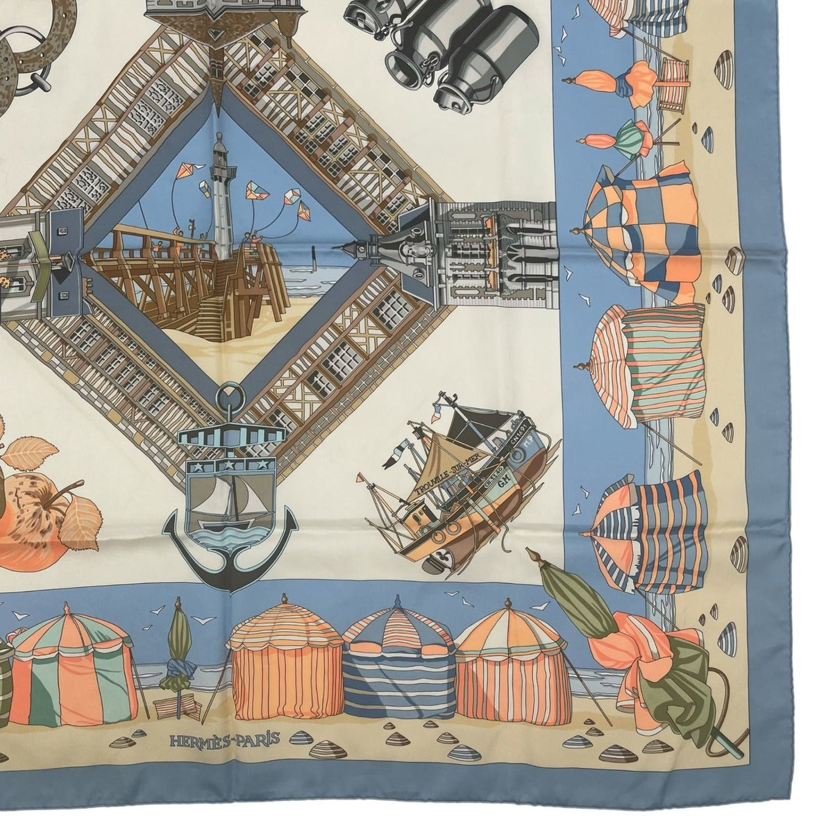 Hermes Scarf Silk Carre 90 Charmes Des Plages Normandes Charm of the Normandy — view 5