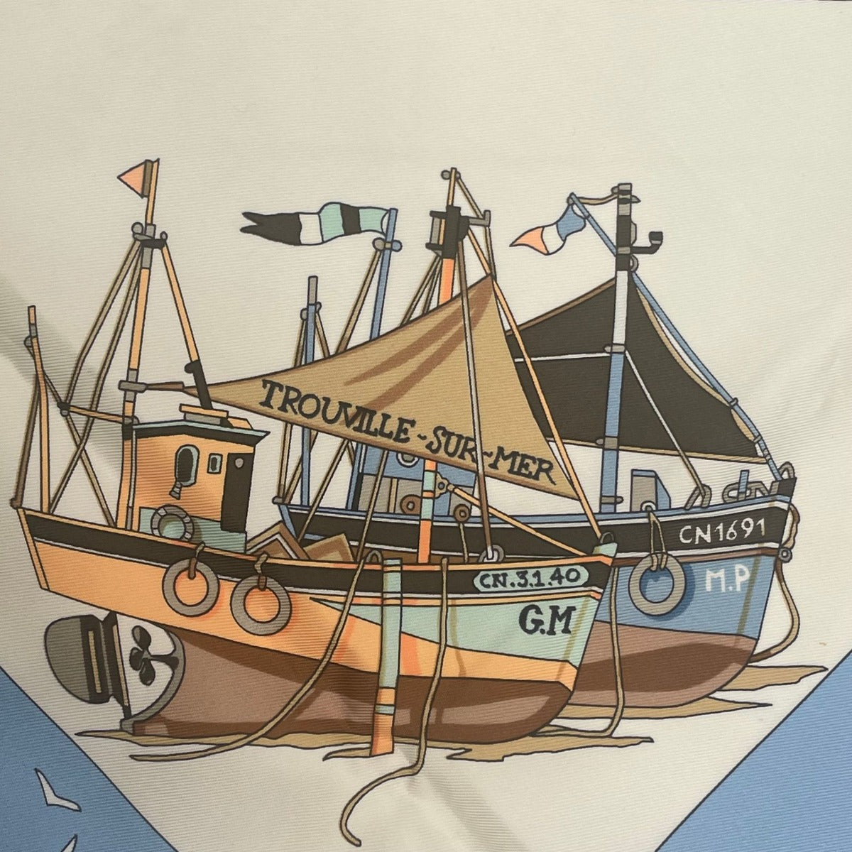 Hermes Scarf Silk Carre 90 Charmes Des Plages Normandes Charm of the Normandy — view 6