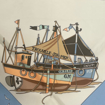 Hermes Scarf Silk Carre 90 Charmes Des Plages Normandes Charm of the Normandy — view 6