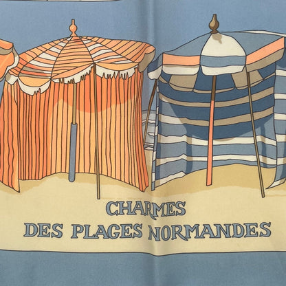 Hermes Scarf Silk Carre 90 Charmes Des Plages Normandes Charm of the Normandy — view 7