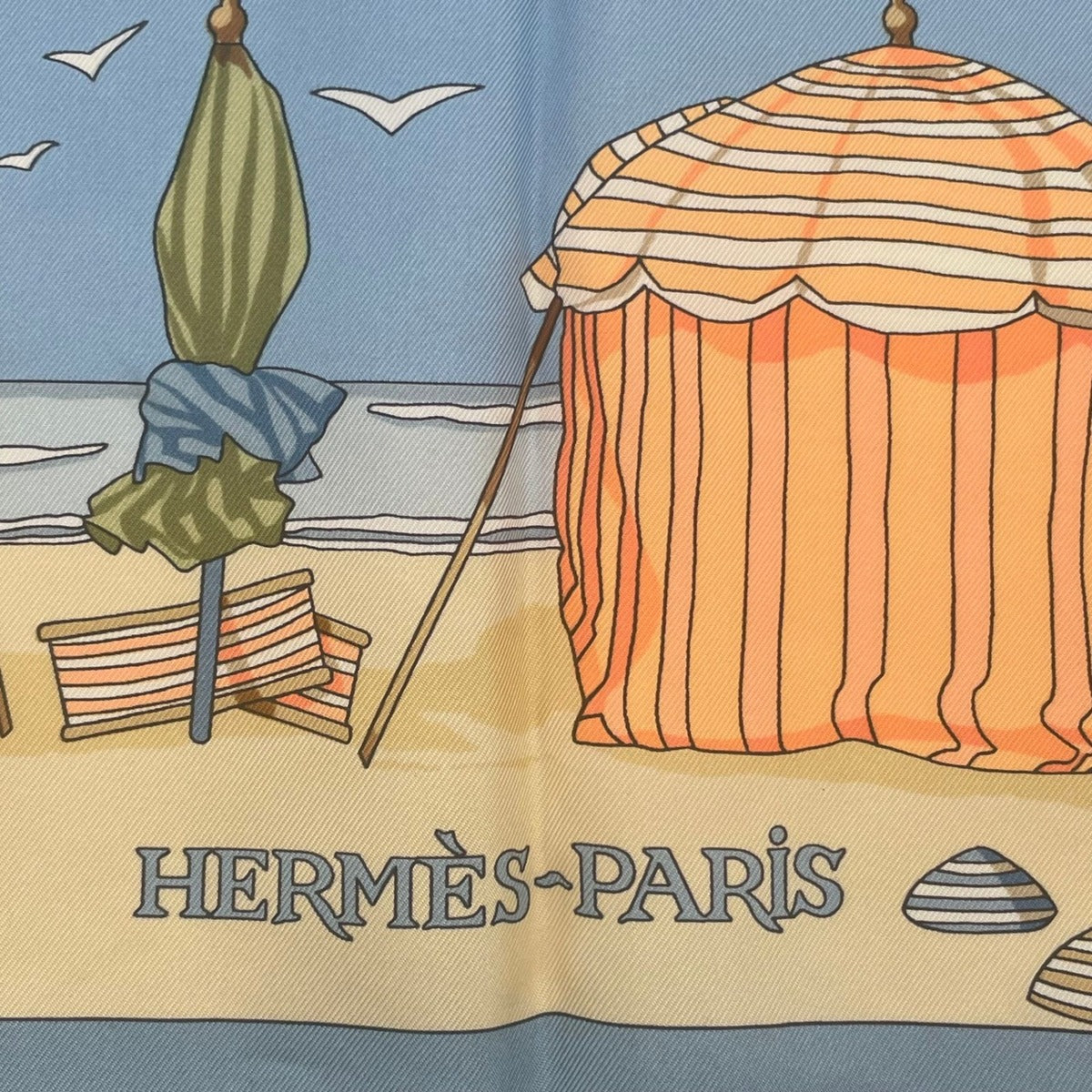 Hermes Scarf Silk Carre 90 Charmes Des Plages Normandes Charm of the Normandy — view 9
